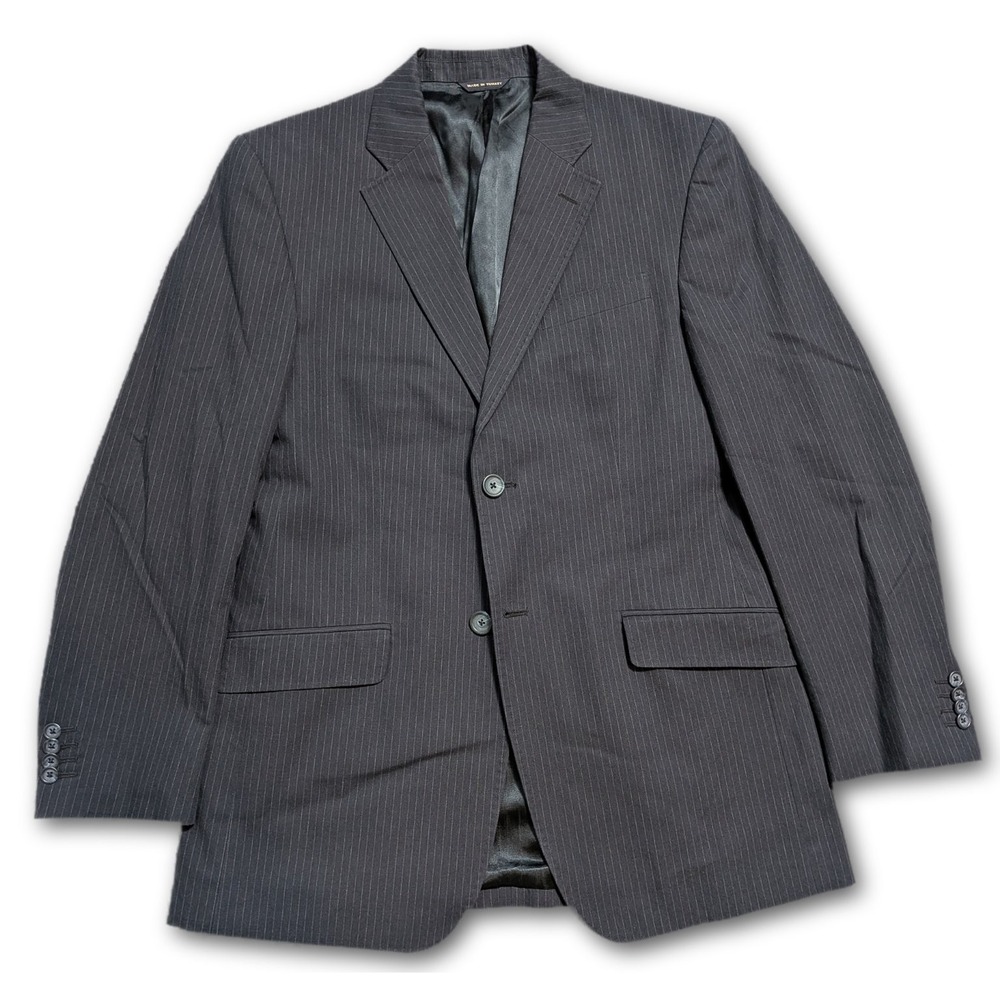 Banana Republic Mens Blazer Navy Blue 42R Linen Blend Cotton Pinstripe Suit